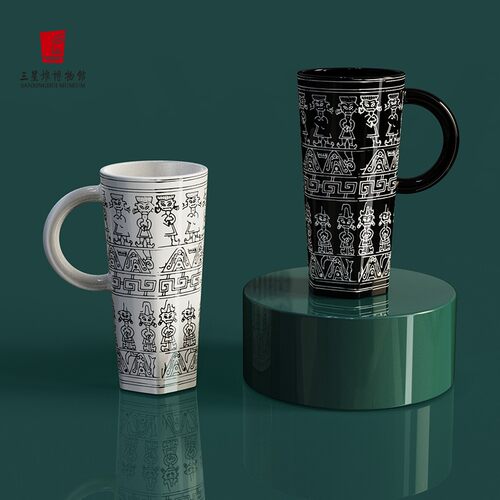 三星堆博物馆古蜀玉璋马克杯旅游纪念品陶瓷杯文创礼物杯子送朋友 - 图2