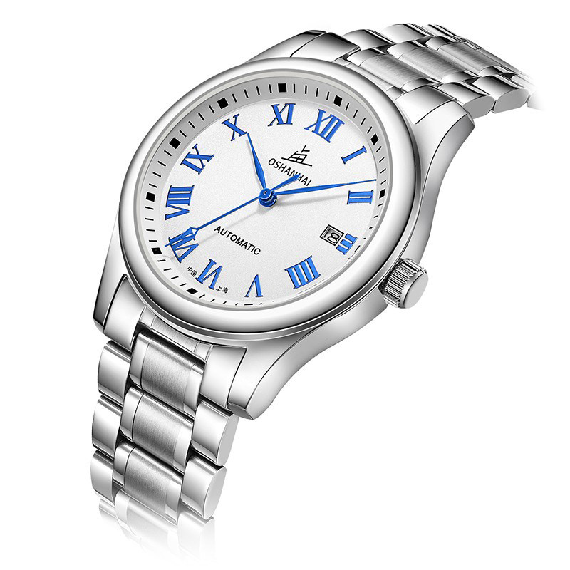 上海老乱牌自动男士全钢简约罗马 老乱国产腕表