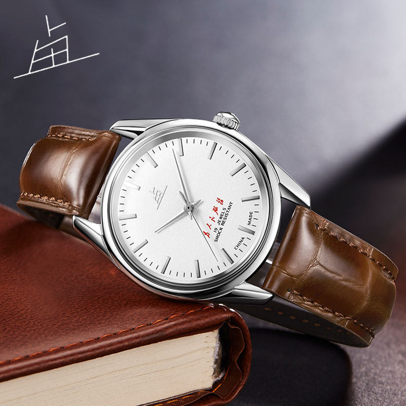 上海老乱牌经典复古牛皮带手表机械潮流正品防水国产精品男士腕表