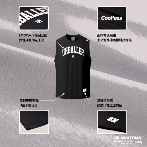 UH无袖运动t恤2.0pro宽肩篮球训练背心夏高弹速干美式健身坎肩男 - 图0