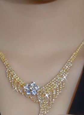 新款金色蕾丝轻奢项链女