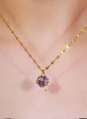 时尚紫色钻球项链女网红爆款轻奢气质高级感优雅个性气质项链女