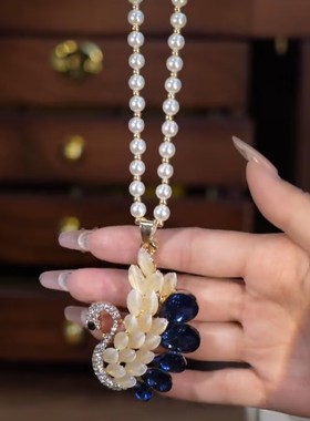 韩国百搭时尚水晶天鹅吊坠毛衣链女长款挂件装饰简约项链秋冬配饰