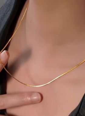 欧美风金色蛇骨链女高级感简约百搭小众设计感精美项链女