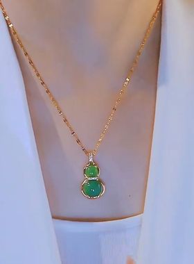新式中国风绿色葫芦项链女网红爆款轻奢气质百搭小众设计感项链女