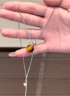 新款美拉德虎眼石吊坠项链