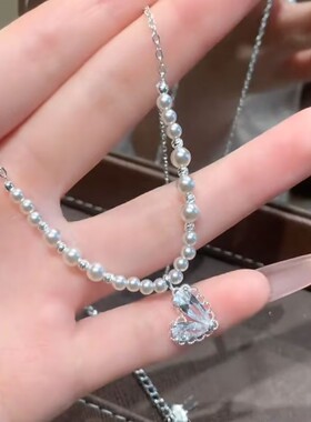 曼塔玫瑰爱心珠珠项链轻奢小众