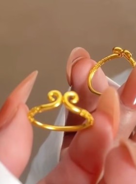古法金色紧箍咒素圈戒指女网红爆款轻奢气质百搭小众设计感戒指女