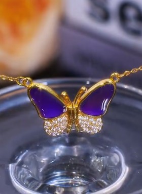 超级好看的感温变色蝴蝶磁吸项链女款轻奢小众设计感项链2024新款