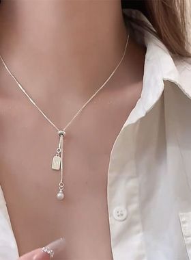 新款银色可抽拉可调节女款项链