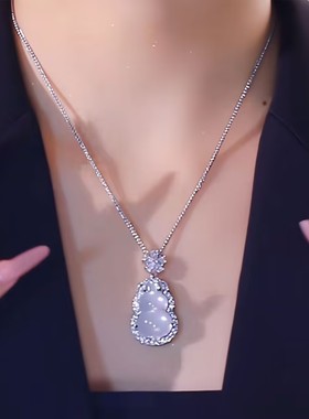 新中式冰透白色葫芦项链女复古时尚气质高级感百搭精美项链女