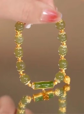 新款绿色节节高升竹节手链