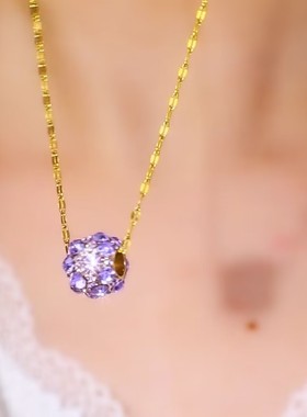 时尚紫色小蛮腰项链女网红爆款小众设计感轻奢气质百搭精美项链女