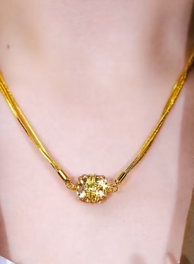 高级感金色磁吸镶钻圆球多层项链女网红爆款气质设计感心形锁骨链