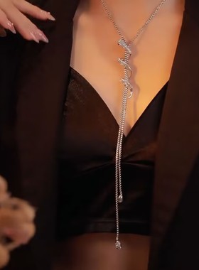 时尚蛇形螺旋可调节毛衣链女镶钻秋冬长款气质高级感挂件毛衣链女