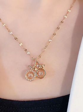 韩国钛钢灵动小樱桃项链女网红爆款轻奢气质百搭锁骨女2022新款潮