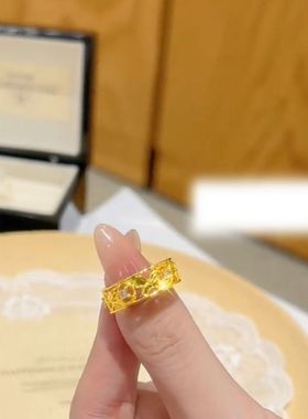 轻奢金色马上有钱小众女戒