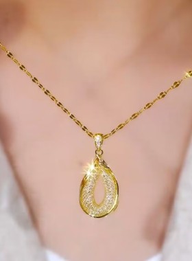 2024新款网状水晶圆圈项链女网红爆款轻奢气质百搭小众设计感项链