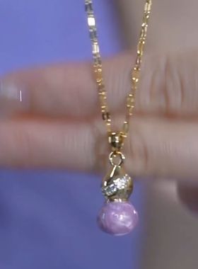 紫色滴釉葫芦项链女轻奢百搭
