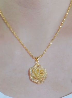 推荐一款高级感金色玫瑰花项链