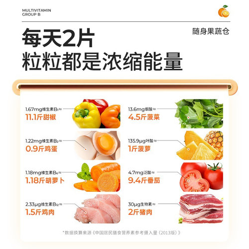 诺特兰德复合维生素b族维生素c咀嚼片男女士多种维b12b3b6b12正品 - 图1