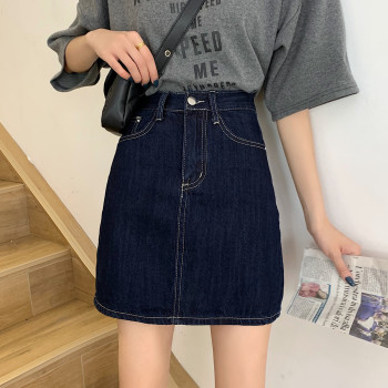 ສິ້ນ denim Retro plus size fashion hot girl A-line arm skirt summer chic slimming niche anti-exposure short skirt