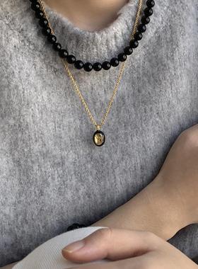 TONE黑金手工珐琅项链