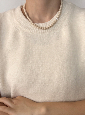 TONE天然白化石珍珠项链法式百搭韩系气质温柔百搭高级感叠戴颈链