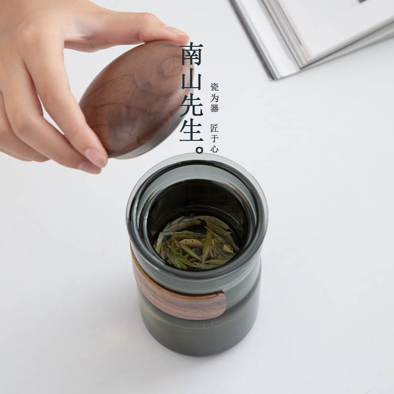 南山先生玻璃泡茶杯茶水分离带盖过滤办公室男士喝水杯防烫茶道杯 - 图1