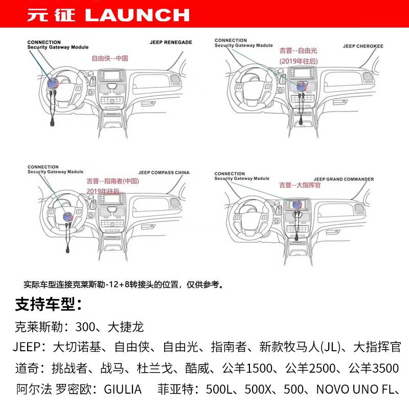元征X431克莱斯勒12+8诊断接头牧马人吉普指南者专用道通轩宇朗仁-图0