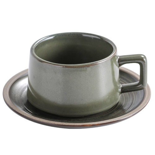 粗陶餐具杯碟套装日式复古小精致拿铁咖啡杯家用早餐杯下午茶茶具 - 图3