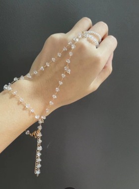 神隐赵露思阿音同款手链戒指一体式手环小众设计时尚甜美水晶手饰