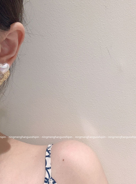 925银针甜美风心形金属珍珠耳钉