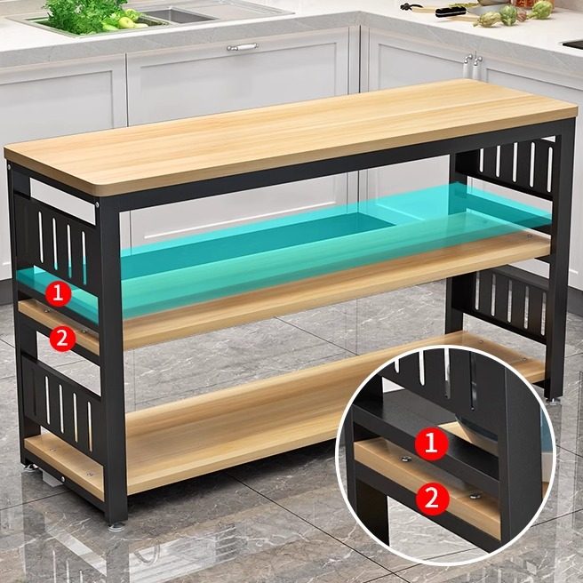 厨房置物架落地多层多功能切菜桌微波炉收纳架子储物架长方形桌子,淘宝优惠券,粉丝福利购,淘宝优惠卷