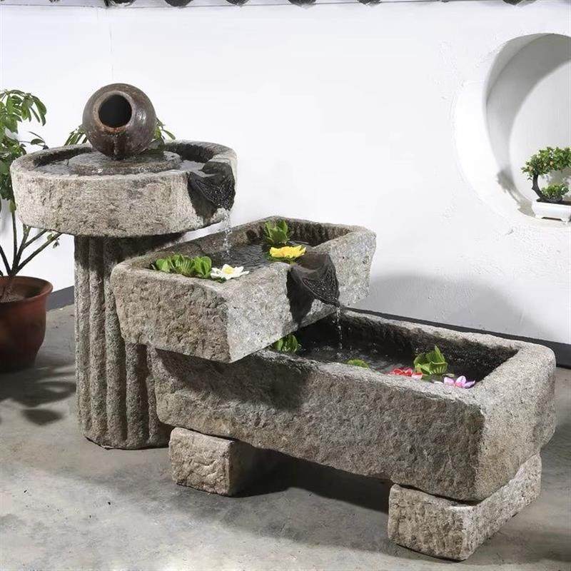 老旧石槽鱼缸鱼池造景石缸养鱼户外庭院石磨青石马槽流水景观摆件,淘宝优惠券,粉丝福利购,淘宝优惠卷