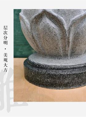 新款花岗岩莲花头围墙门柱栏杆柱子球风水雕刻石球工艺品石雕摆件