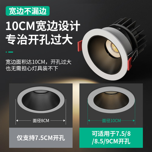深防眩射灯开孔7.5cm洗墙灯8cm8.5公分9cm大开孔嵌入式天花聚光灯 - 图0