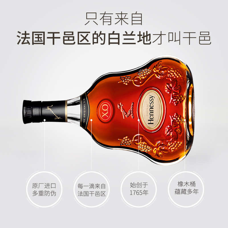 Hennessy法国轩尼诗XO1000ml干邑白兰地带盒海外原瓶进口正品洋酒