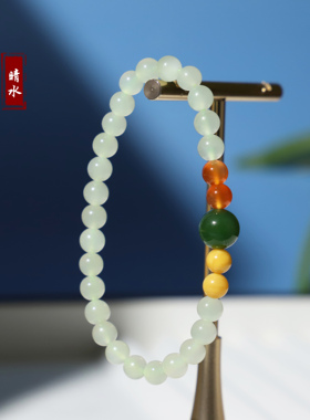 通勤可佩戴款的和田玉晴水手链6m