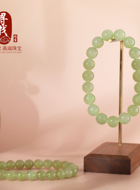 正品和田玉晴水冰湖绿手串8-10mm