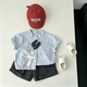 ຊຸດເດັກນ້ອຍຊາຍ summer suit Korean lettered short-sleeved shirts short-piece two-piece children's baby casual breathable versatile suit