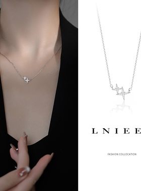 999纯银四芒星女项链气质配饰