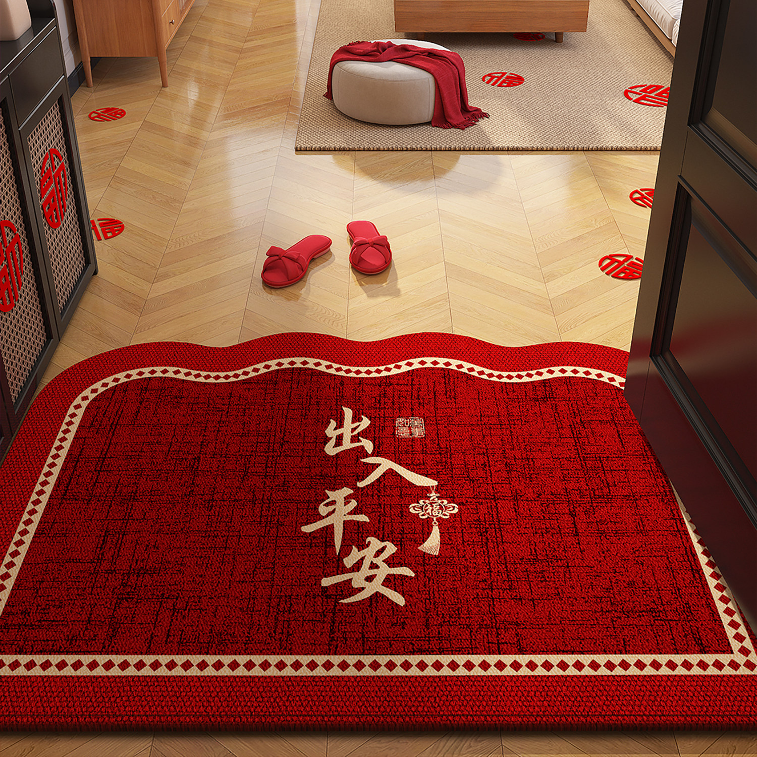 轻奢高级新款门垫入户门地垫红色喜庆防滑脚垫子门口玄关进门地毯,淘宝优惠券,粉丝福利购,淘宝优惠卷