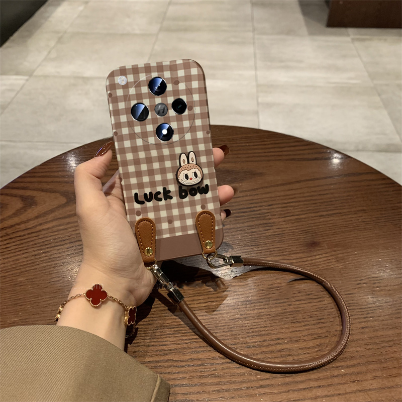适用oppofindx8s+手机壳findx7ultra卡通x6pro棕色k13turbo拉布布k12s格纹k11带挂件k10手绳k9格子k5十新款女 - 图3