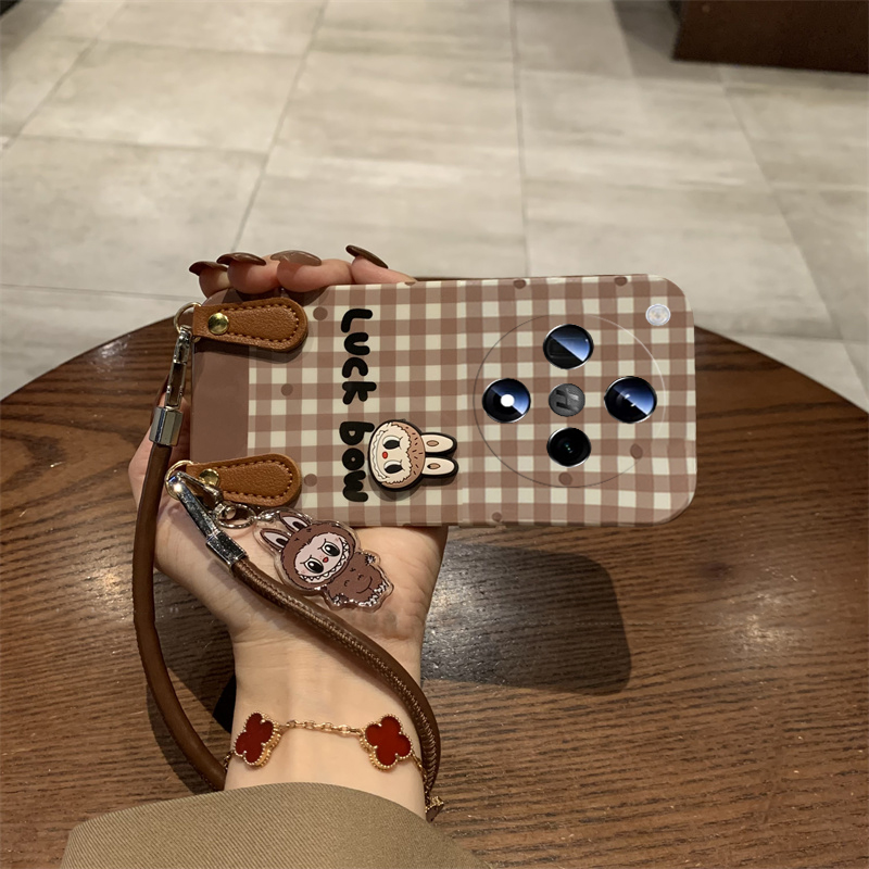 适用oppofindx8s+手机壳findx7ultra卡通x6pro棕色k13turbo拉布布k12s格纹k11带挂件k10手绳k9格子k5十新款女 - 图1