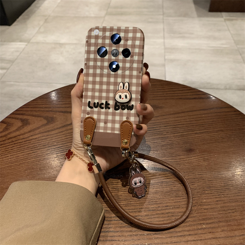 适用oppofindx8s+手机壳findx7ultra卡通x6pro棕色k13turbo拉布布k12s格纹k11带挂件k10手绳k9格子k5十新款女 - 图0