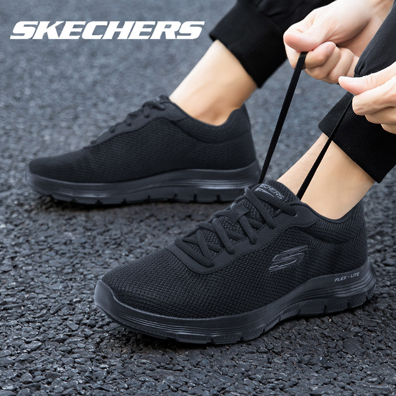 skechers秋季新款黑色跑步鞋男男鞋 skechers双木跑步鞋