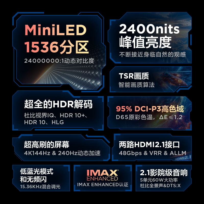 雷鸟鹤7 24款85英寸MiniLED千级分区144Hz高刷智能液晶平板电视机 - 图1