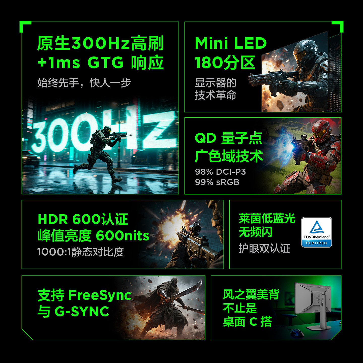 雷鸟F6 24.5英寸Fast-IPS电竞300Hz超高刷HDR600 QDMiniLED显示器 - 图0