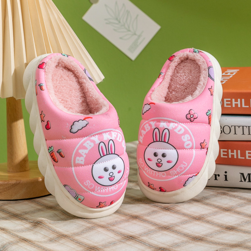 冬季儿童棉拖鞋男童女童大童卡通保暖防滑小孩厚底室内居家宝宝拖